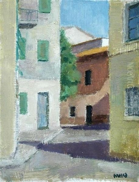 Italian Street Scene Oil Painting by Simon Albert Bussy