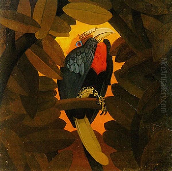 Hornbill Oil Painting by Simon Albert Bussy