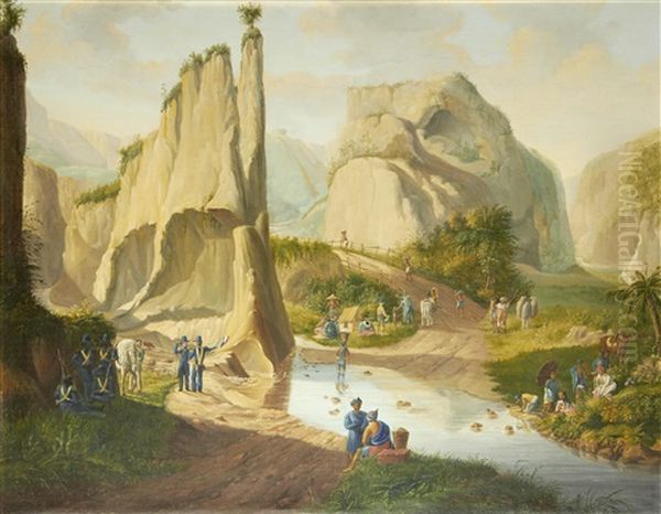 A Landscape In The Dutch East Indies Oil Painting by Raden Saleh Sarief Bustaman