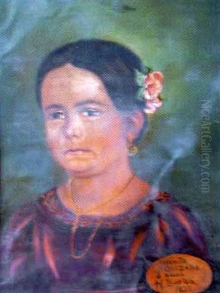 Portrait De Juanita Quezada Oil Painting by Hermenegildo Bustos