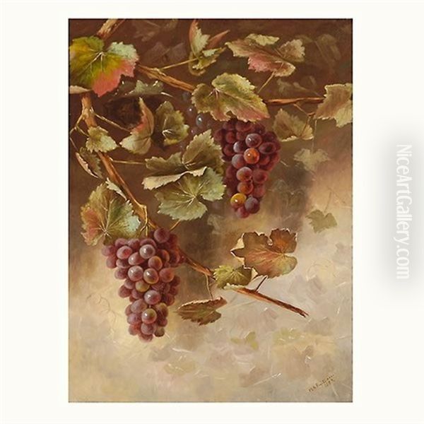 Still Life With Grapes Oil Painting by Helen Ann Buteau