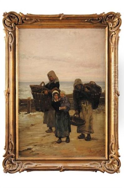 Le Retour Des Pecheuses De Moules Oil Painting by Ulysse Louis Auguste Butin