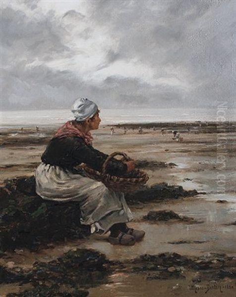 Low Tide Oil Painting by Ulysse Louis Auguste Butin