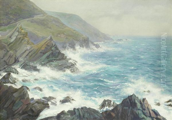 Stormy Sea Off The Cornish Coast by Charles Ernest Butler