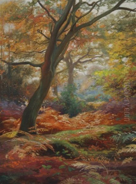 Forest Scene Oil Painting by Charles Ernest Butler