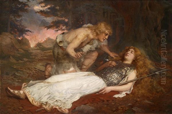 Siegfried Und Brunnhilde Oil Painting by Charles Ernest Butler