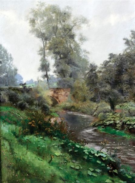 River Scene Oil Painting by Charles Ernest Butler