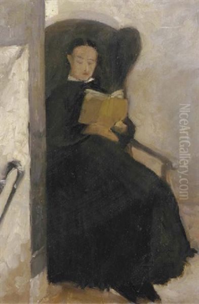 Lady Reading Oil Painting by Edward Riche Butler