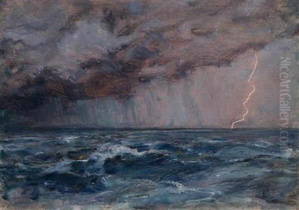 Caribbean Sea During A Thunderstorm Oil Painting by Howard Russell Butler