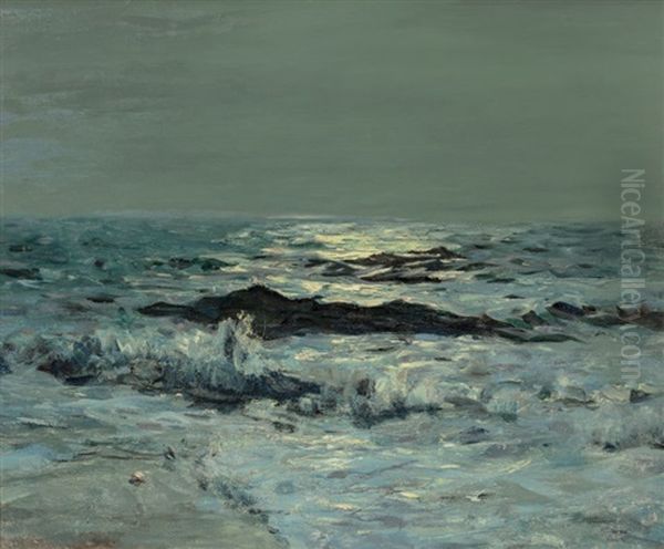 Moonsheen On The Sea, East Hampton, Long Island Oil Painting by Howard Russell Butler