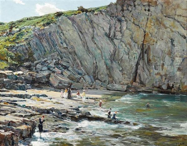 Maine Cliffs In Sunlight Oil Painting by Howard Russell Butler