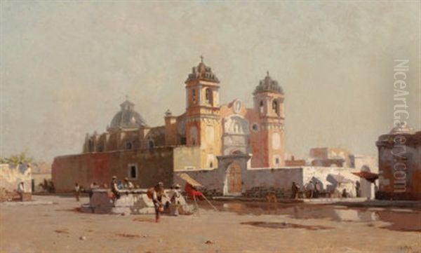 Church Of Santa Anna In Mexico Oil Painting by Howard Russell Butler