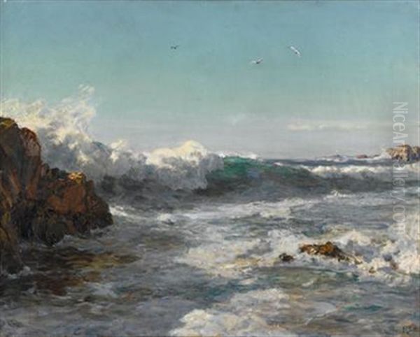 Breaking Waves, Monterey, California Oil Painting by Howard Russell Butler