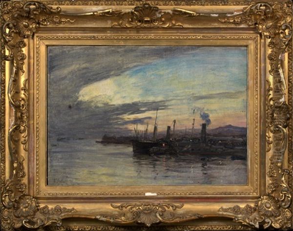 Harbor Scene Oil Painting by Howard Russell Butler