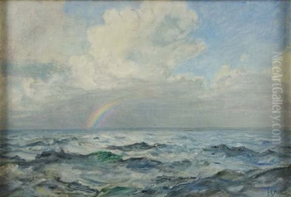 Caribbean Sea, Thunderhead With Rainbow Below Oil Painting by Howard Russell Butler