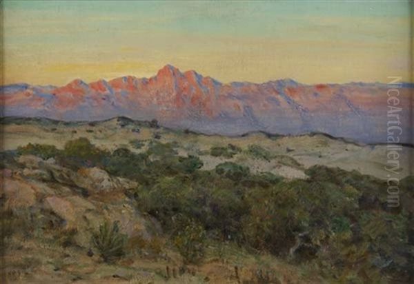 Desert Sunrise, Galiuro Mountain S.e. Arizona Oil Painting by Howard Russell Butler