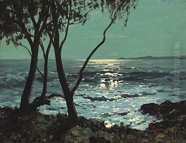 Moon Sheen From Eucalyptus Point Oil Painting by Howard Russell Butler