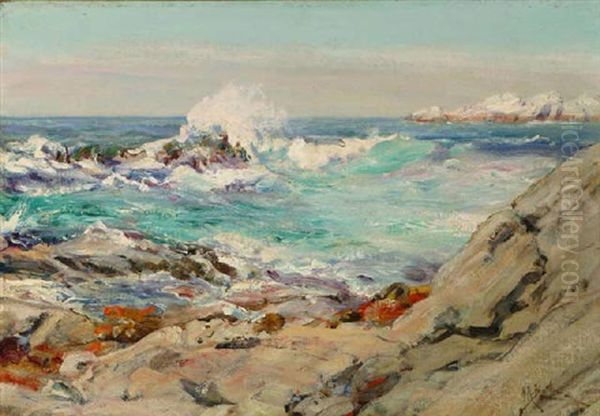 Bird Rocks - Carmel, California Oil Painting by Howard Russell Butler