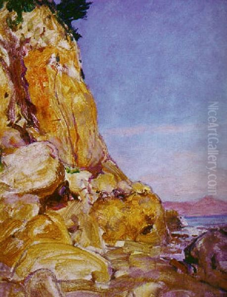 Sunlit Cliff Near Santa Barbara Oil Painting by Howard Russell Butler