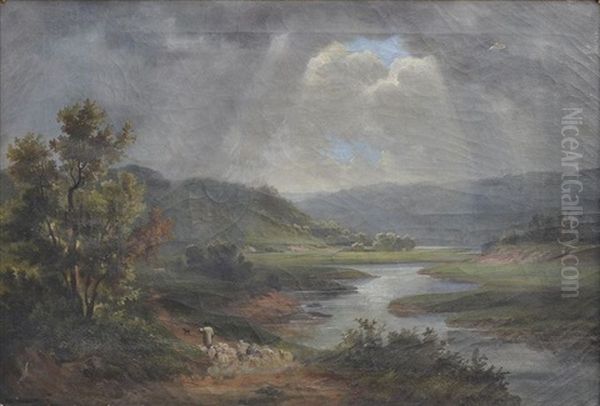 Flusslandschaft Im Bayrischen Hochland Oil Painting by Joseph Nikolaus Butler