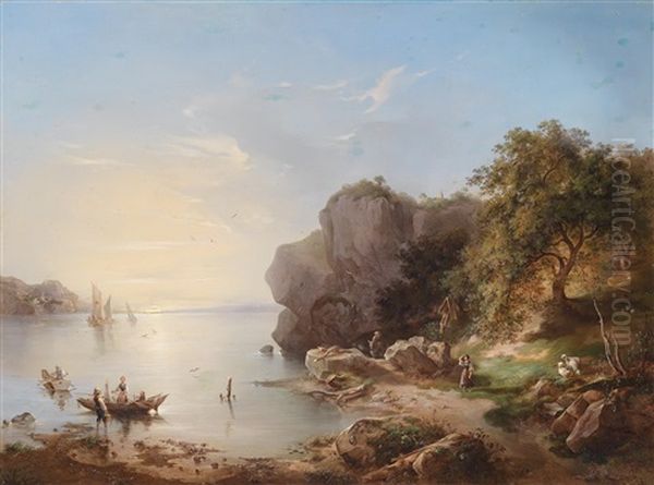 Seelandschaft Mit Blick Auf Eine Bergkirche Oil Painting by Joseph Nikolaus Butler