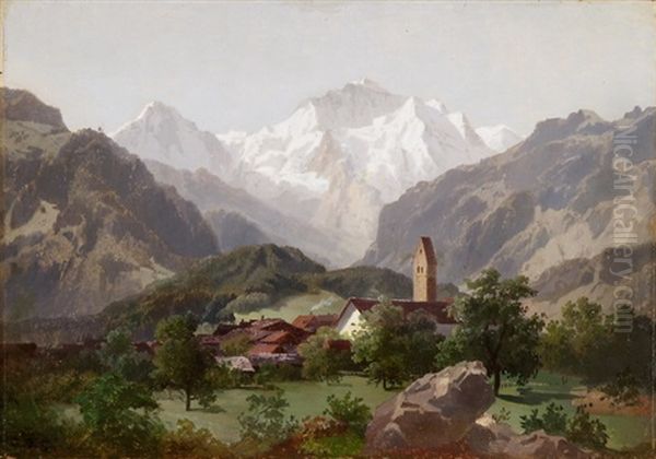 Lauterbrunnen Mit Blick Auf Die Jungfrau Oil Painting by Joseph Nikolaus Butler