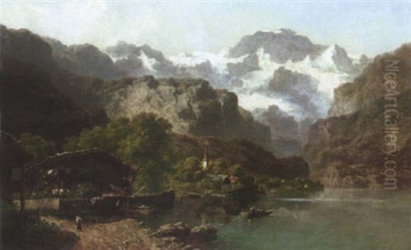 Landschaft Mit Walensee Und Glarnisch Oil Painting by Joseph Nikolaus Butler