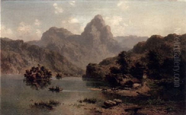 Lauerzersee Mit Mythen Oil Painting by Joseph Nikolaus Butler