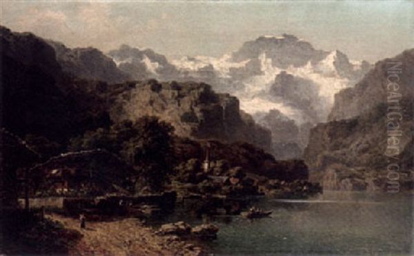 Thunersee Mit Jungfrau Oil Painting by Joseph Nikolaus Butler