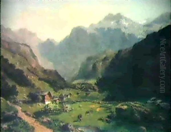 Schweizer Alplandschaft Oil Painting by Joseph Nikolaus Butler