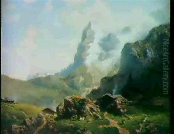 Blick Auf Das Wetterhorn Oil Painting by Joseph Nikolaus Butler