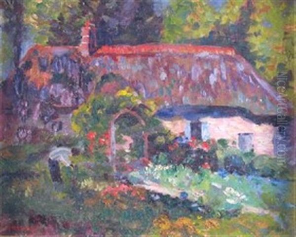 Garden Scene Oil Painting by Mary Cable Butler