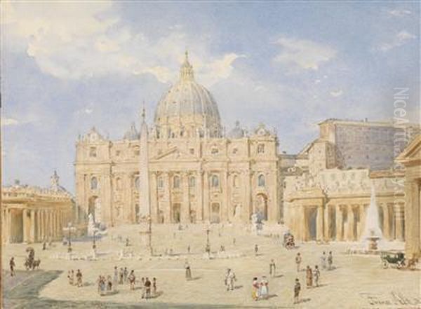 Blick Uber Den Petersplatz In Rom Auf St. Peter Oil Painting by Franz Alt