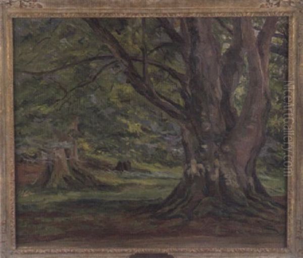 Summer Landscape With Large Tree In Foreground Oil Painting by Mary Cable Butler