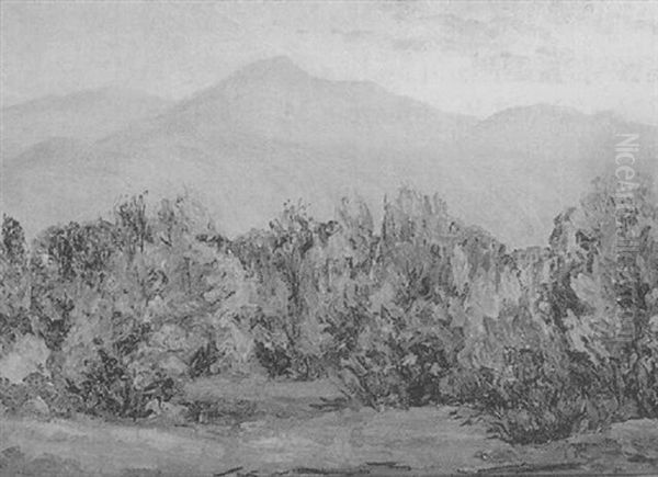 Landscape With Mountains In Distance Oil Painting by Mary Cable Butler