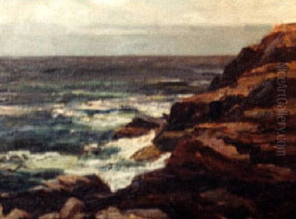 Rocky Coast Oil Painting by Mary Cable Butler