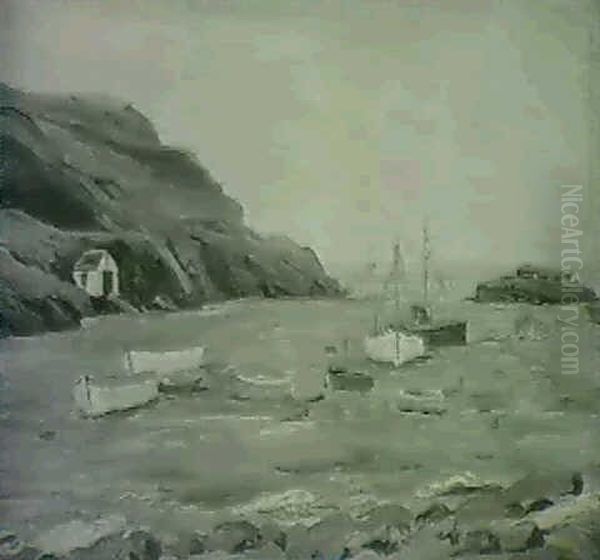 Boats Anchored Off The Rocky Maine Coast by Mary Cable Butler