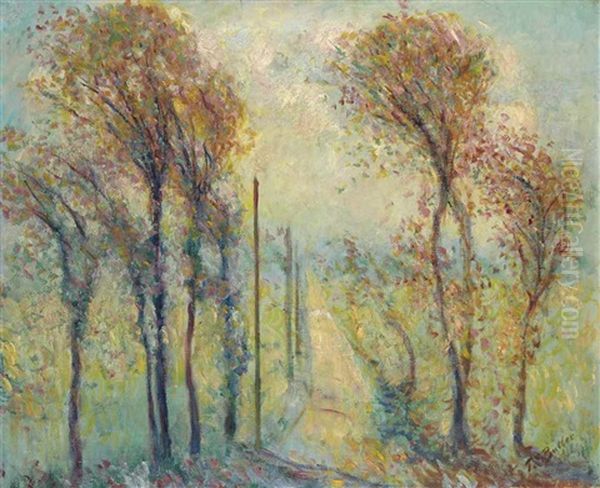 Route Bordee D'arbres En Automne Oil Painting by Theodore Earl Butler