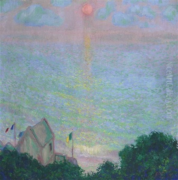 Coucher De Soleil A Veules-les-roses Oil Painting by Theodore Earl Butler