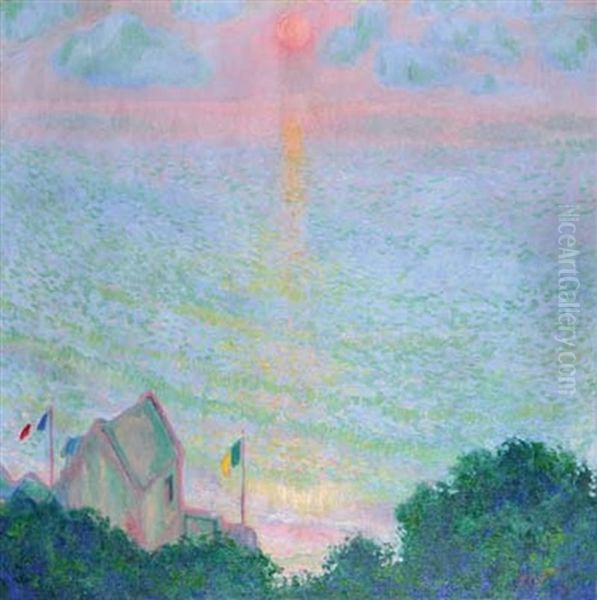 Coucher De Soleil A Veules Les Roses Oil Painting by Theodore Earl Butler