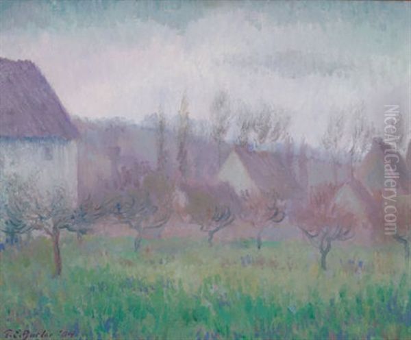 Farm Orchard In Winter, Giverny Oil Painting by Theodore Earl Butler