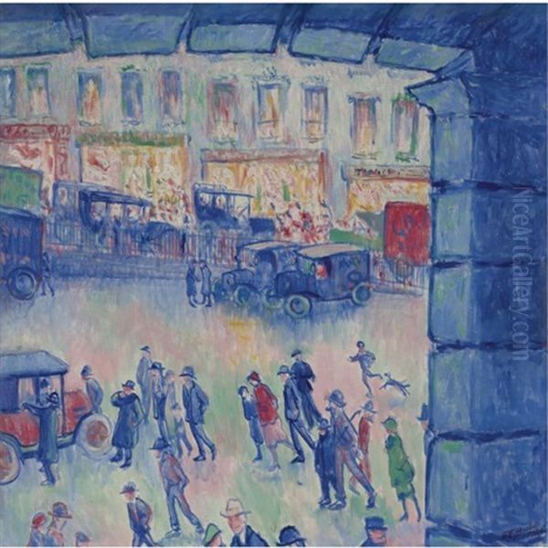 La Cour De Rome Et La Gare Saint-lazare Oil Painting by Theodore Earl Butler