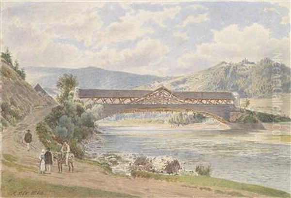 The Bridge Over Arva River Near Mokragy Oil Painting by Jacob Alt