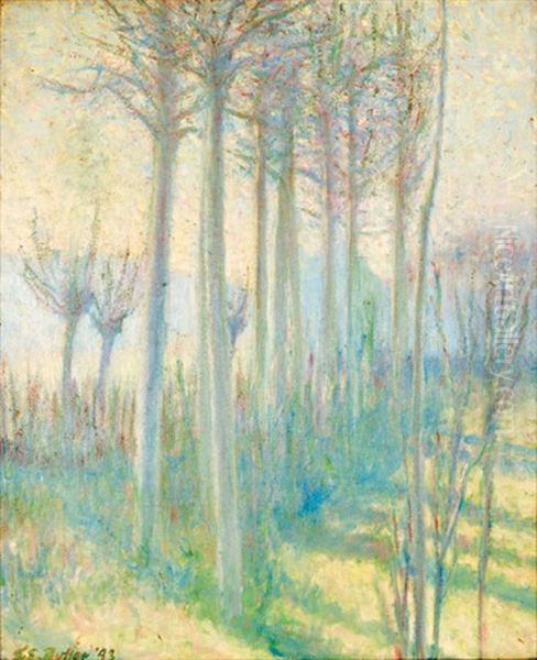 Poplars Oil Painting by Theodore Earl Butler