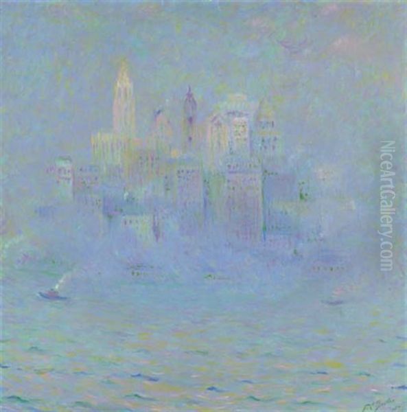 Lower Manhattan Oil Painting by Theodore Earl Butler