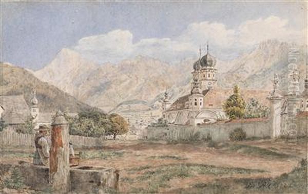 A View Of Stams Monastary In The Tyrol Oil Painting by Jacob Alt