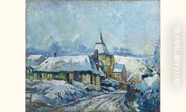 Village En Hiver Oil Painting by Theodore Earl Butler