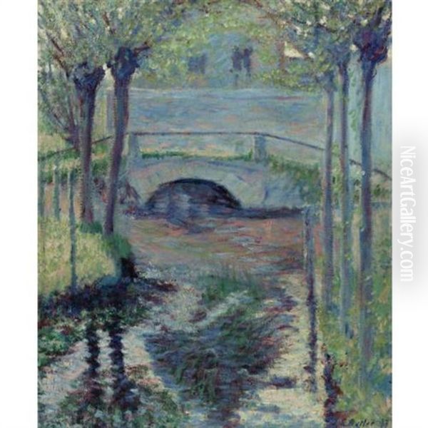 Bridge At Giverny Oil Painting by Theodore Earl Butler