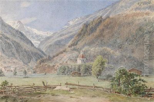 A View To Bockstein Mountain In The Gastein Valley With The Church 