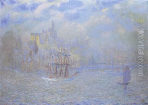 Gouelettes In The Port Of New York Oil Painting by Theodore Earl Butler